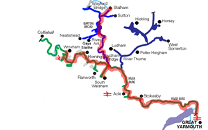 Map of northern Broads rivers